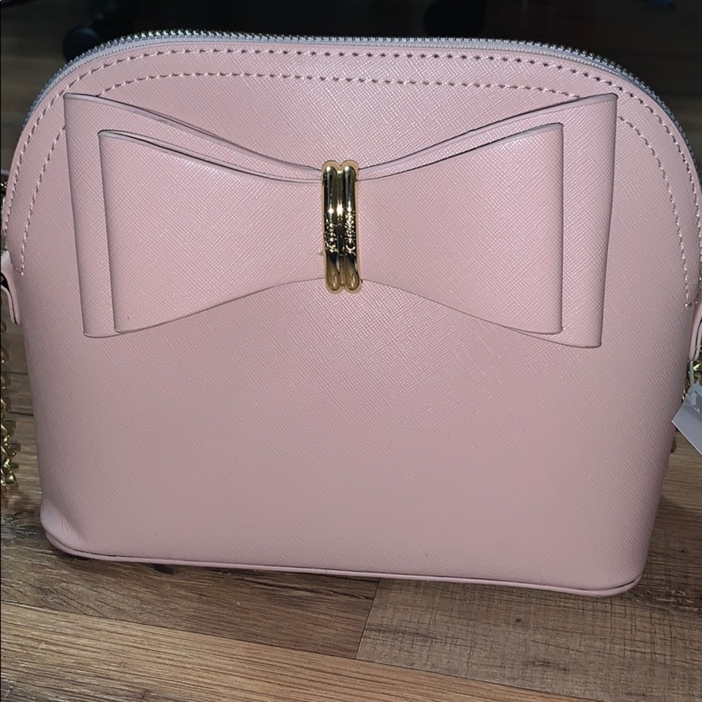 Betsey Johnson Blush Pink Bow Dome Crossbody Purse - Picture 2 of 6